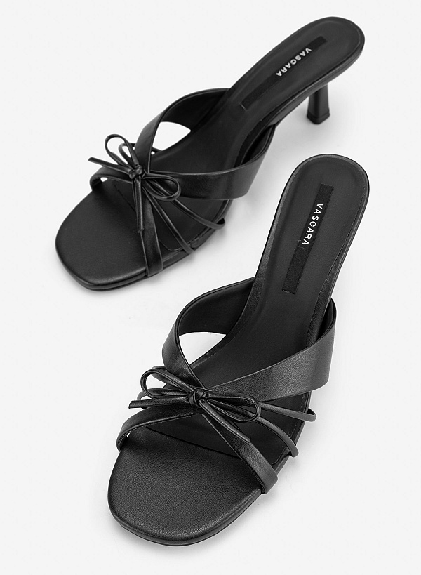 Guốc mules mũi tròn phối nơ - GNN 0239 - Màu đen - VASCARA