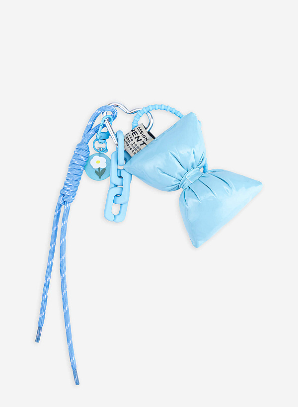Charm dây họa tiết nơ chần bông xanh