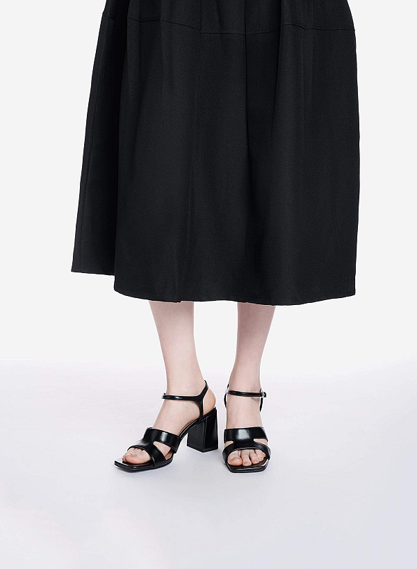 Giày sandals block heel quai cut-out