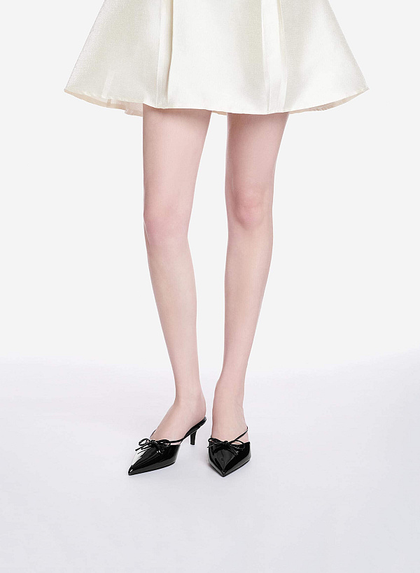 Guốc mules kitten heels phối nơ