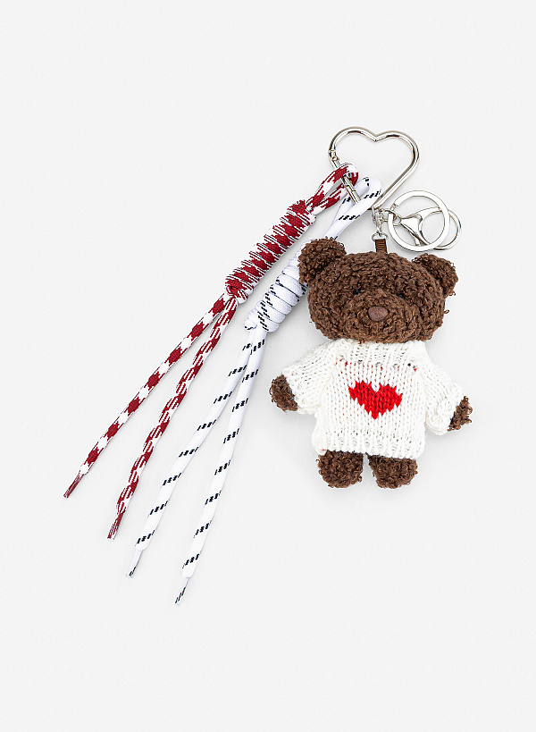 Charm gấu nâu họa tiết trái tim - CHM 0065 - Màu nâu - VASCARA