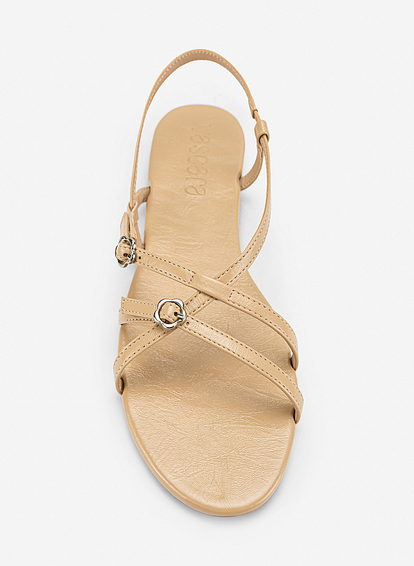 Giày sandals trang trí buckle ánh kim - SDK 0357 - Màu be - VASCARA