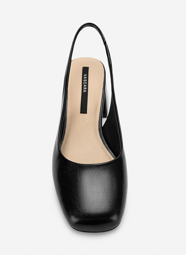 Giày slingback mũi tròn block heel - BMN 0743 - Màu đen - VASCARA