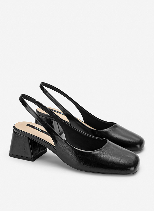 Giày slingback mũi tròn block heel - BMN 0743 - Màu đen - VASCARA