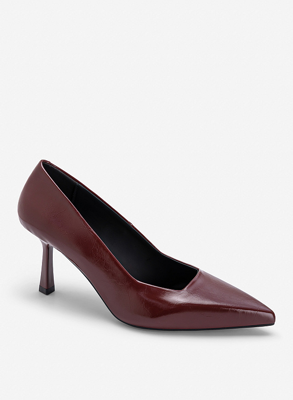 Giày stiletto mũi nhọn dáng classic - BMN 0744 - Màu đỏ đậm - VASCARA