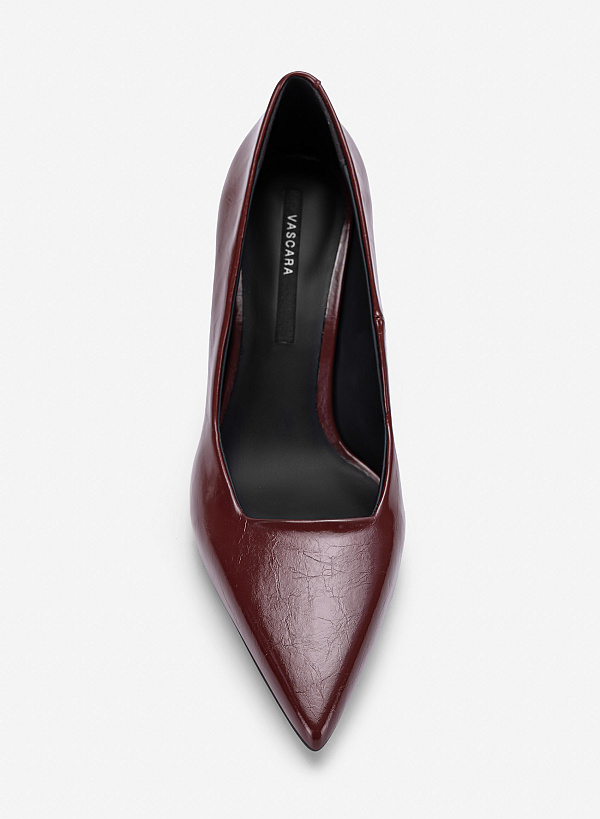 Giày stiletto mũi nhọn dáng classic - BMN 0744 - Màu đỏ đậm - VASCARA