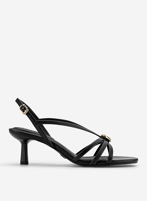 Sandal kitten heels phối họa tiết