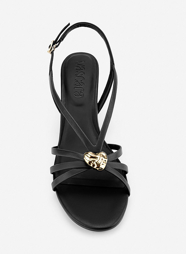 Sandal kitten heels phối họa tiết - SDN 0848 - Màu đen - VASCARA