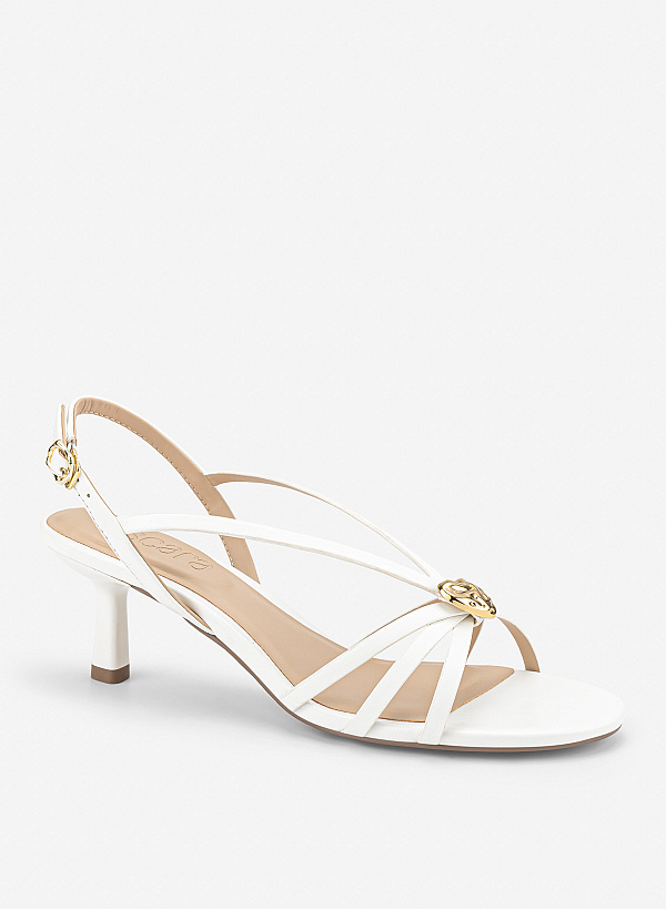 Sandal kitten heels phối họa tiết - SDN 0848 - Màu trắng - VASCARA