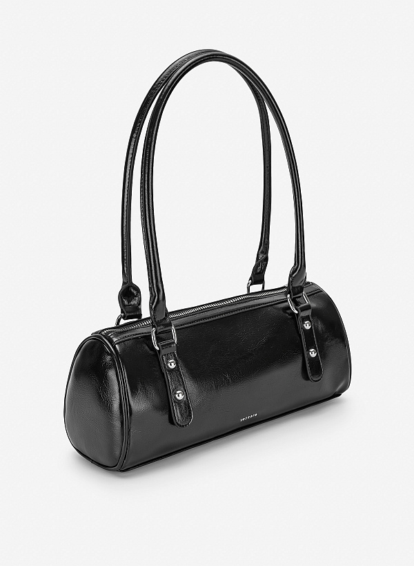 Túi baguette trang trí charm kim loại - TOT 0220 - Màu đen - VASCARA