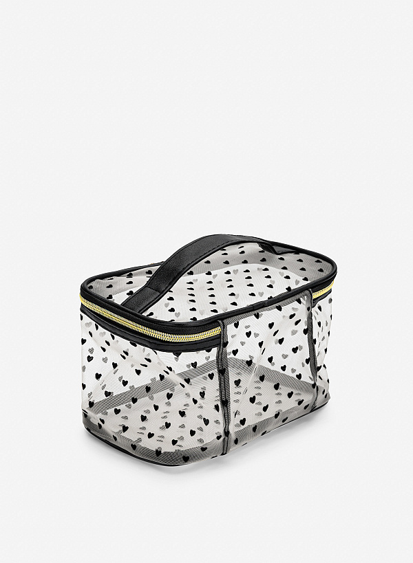 Túi pouch đa năng họa tiết trái tim - POU 0001 - Màu đen - VASCARA