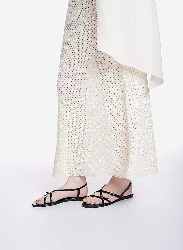 Giày sandals trang trí buckle ánh kim