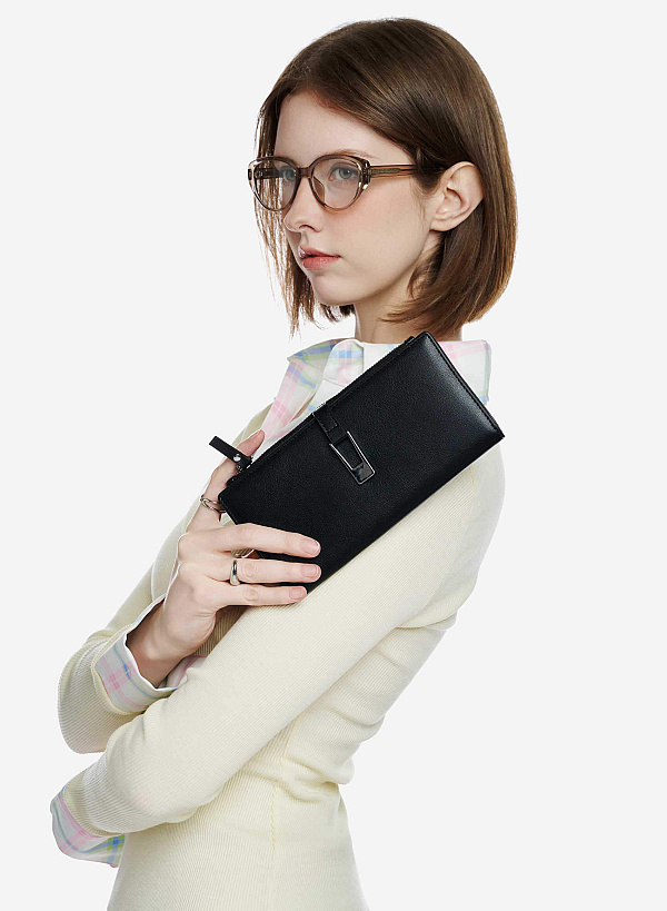Ví cầm tay top-zip nhấn khóa