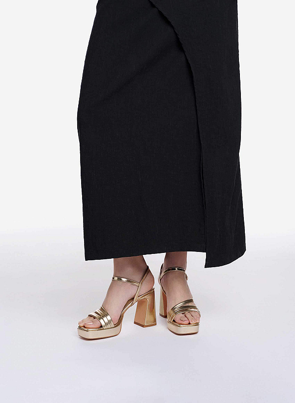 Giày sandals đế khối phong cách strappy