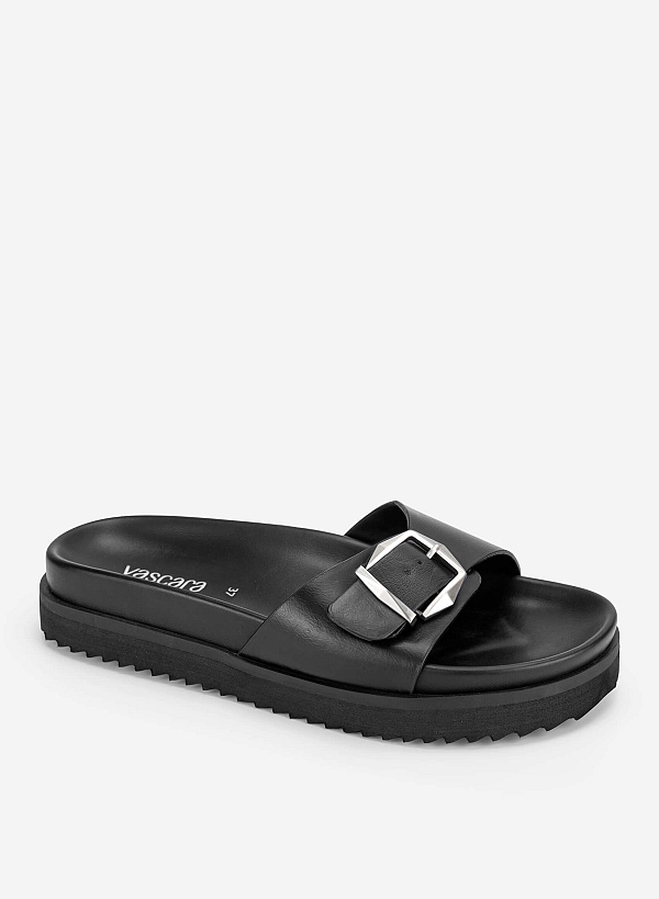 Dép quai ngang phối buckle - DXP 0223 - Màu đen - VASCARA