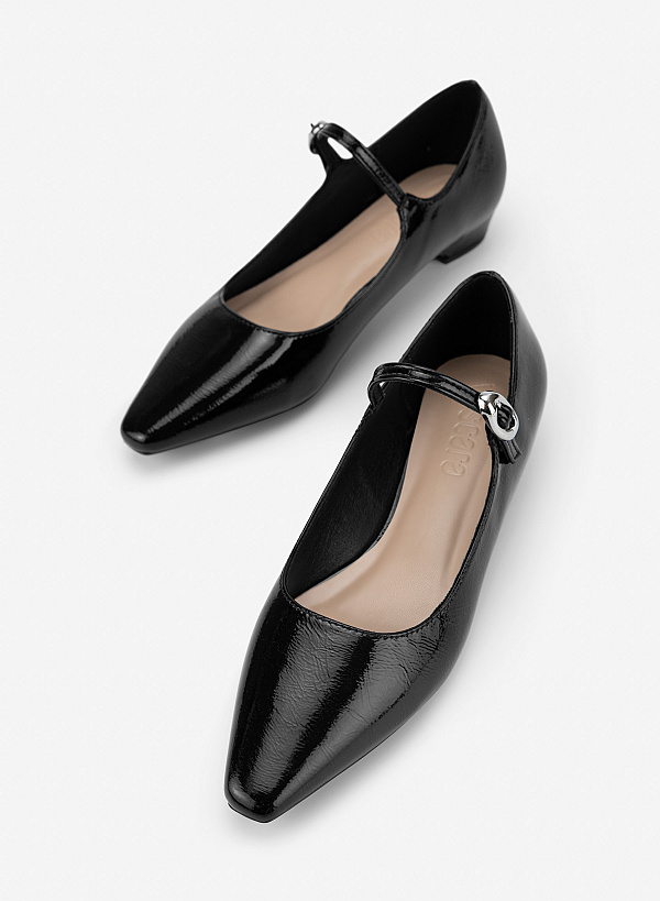 Giày bít mũi nhọn mary janes phối buckle - BMN 0787 - Màu đen - VASCARA