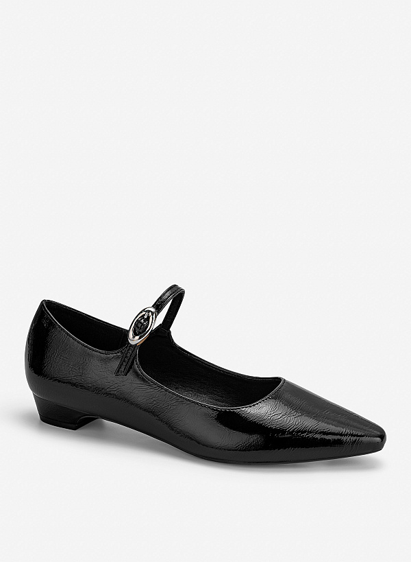 Giày bít mũi nhọn mary janes phối buckle - BMN 0787 - Màu đen - VASCARA