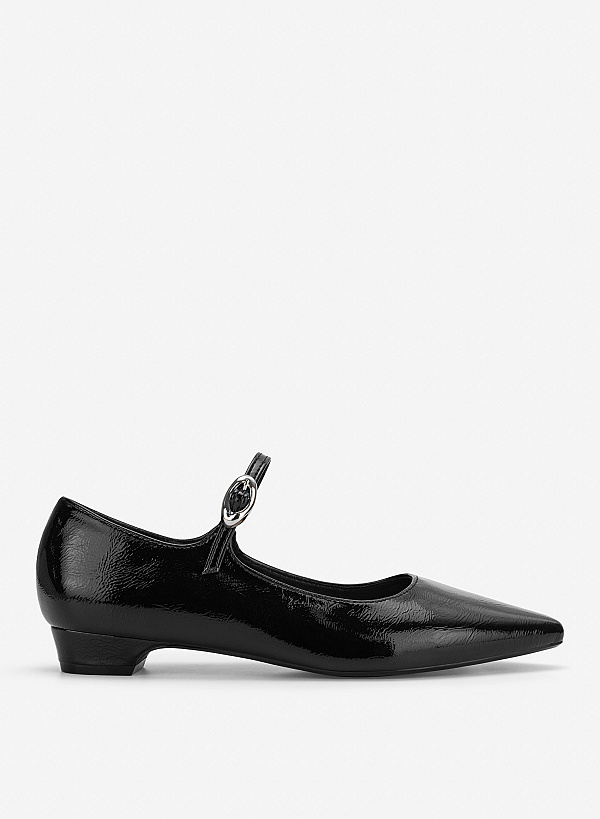 Giày bít mũi nhọn mary janes phối buckle