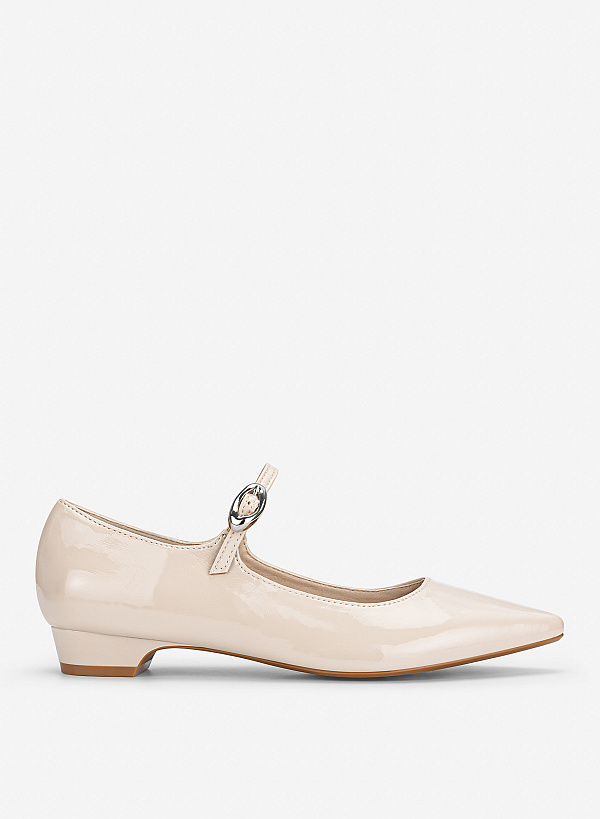 Giày bít mũi nhọn mary janes phối buckle