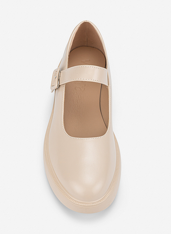 Giày flatform mary janes nâng dáng - BMN 0788 - Màu kem - VASCARA