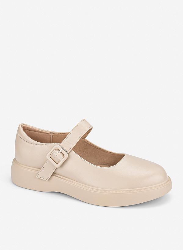Giày flatform mary janes nâng dáng - BMN 0788 - Màu kem - VASCARA