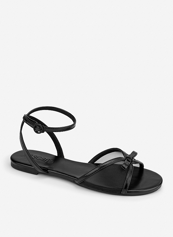Giày sandals phối lưới và nơ trang trí - SDK 0359 - Màu đen - VASCARA