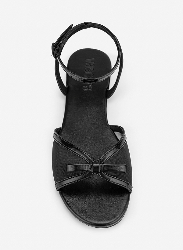 Giày sandals phối lưới và nơ trang trí - SDK 0359 - Màu đen - VASCARA