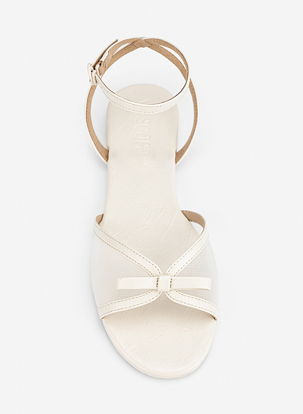 Giày sandals phối lưới và nơ trang trí - SDK 0359 - Màu kem - VASCARA