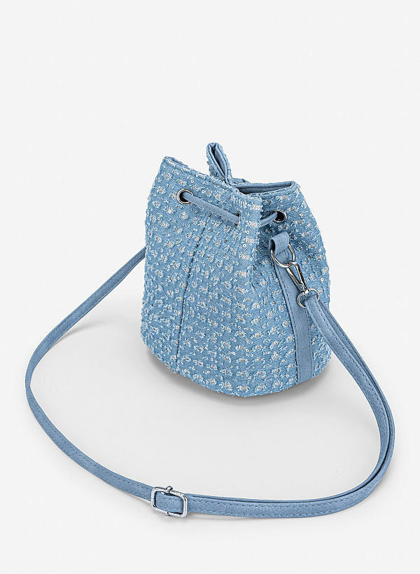 Túi bucket cách điệu phối sequin A Sparkle - TOT 0237 - Màu xanh dương - VASCARA