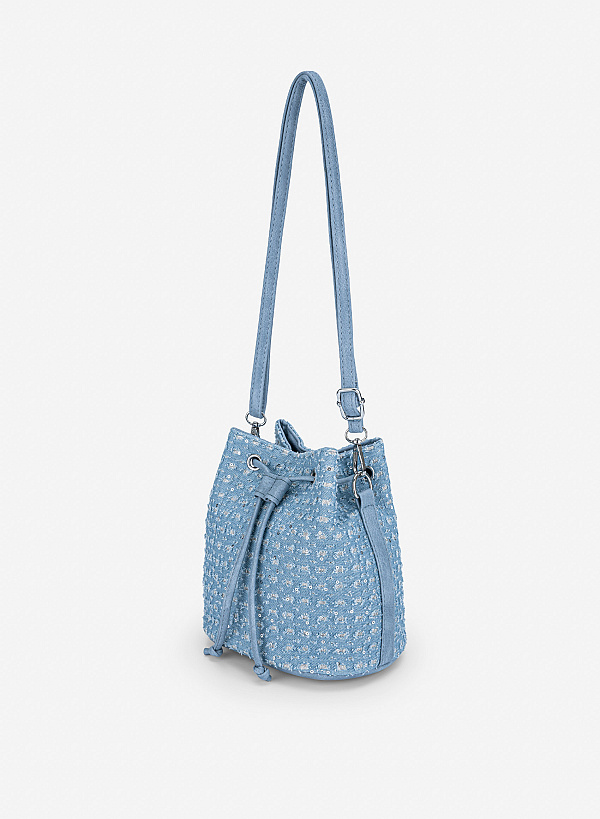 Túi bucket cách điệu phối sequin A Sparkle - TOT 0237 - Màu xanh dương - VASCARA