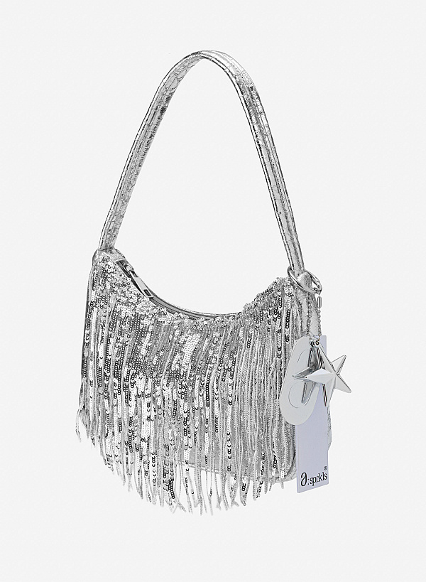 Túi đeo vai ánh kim sequin a sparkle - SHO 0312 - Màu bạc - VASCARA