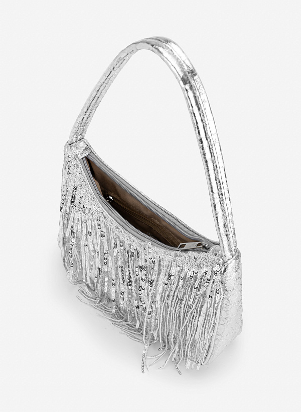 Túi đeo vai ánh kim sequin a sparkle - SHO 0312 - Màu bạc - VASCARA
