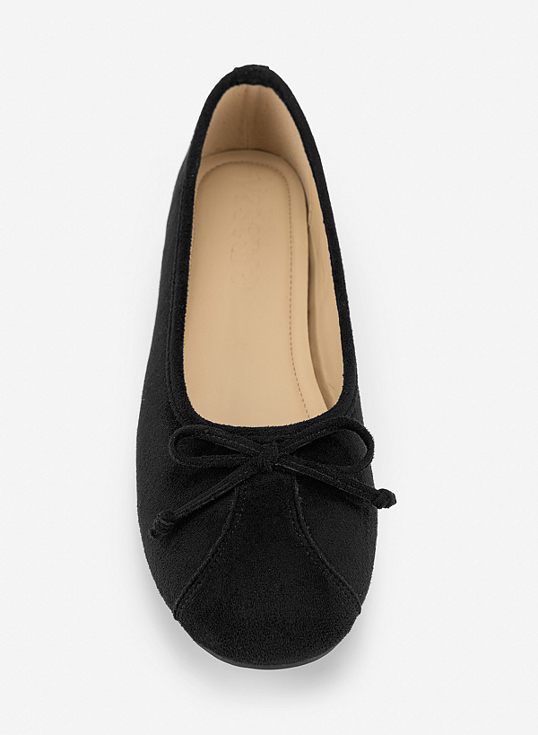 Ballerinas mặt quai Layer phối nơ - GBB 0456 - Màu đen - VASCARA