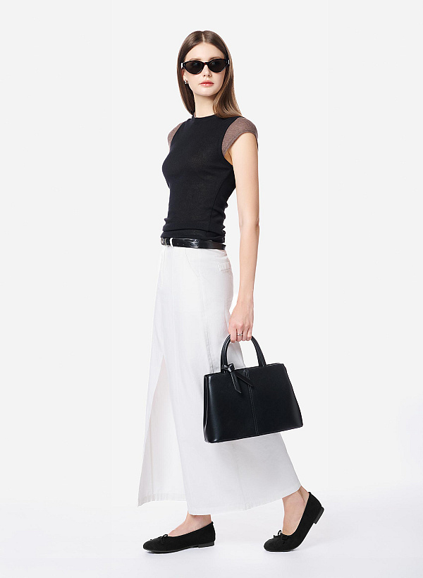 Ballerinas mặt quai Layer phối nơ - GBB 0456 - Màu đen - VASCARA