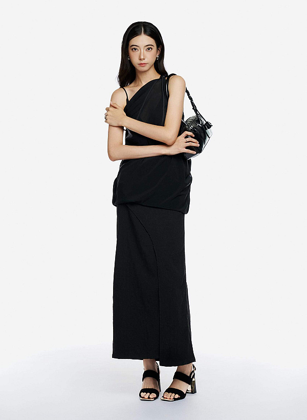 Block heel sandals nhấn trang trí kim loại - SDN 0855 - Màu đen - VASCARA