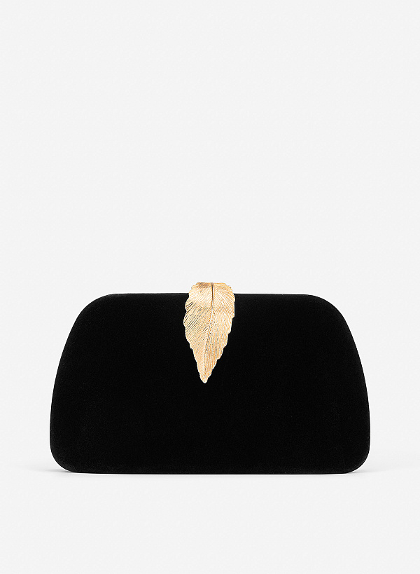 Clutch cầm tay nhấn khóa lá sang trọng