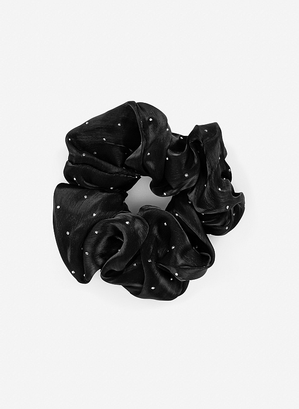 Scrunchie họa tiết chấm bạc lấp lánh