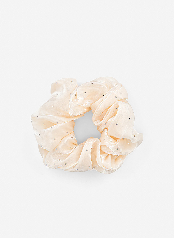 Scrunchie họa tiết chấm bạc lấp lánh