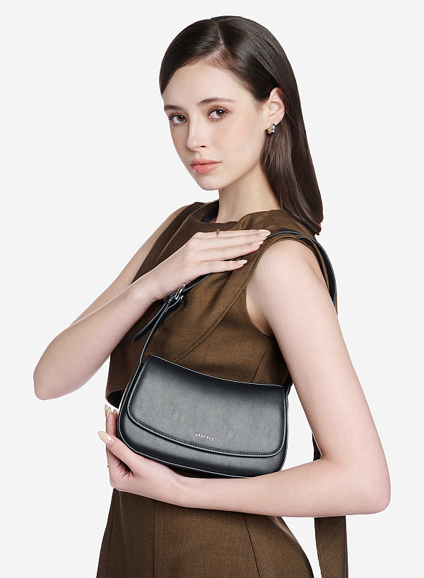Túi leather kiểu hobo nắp gập