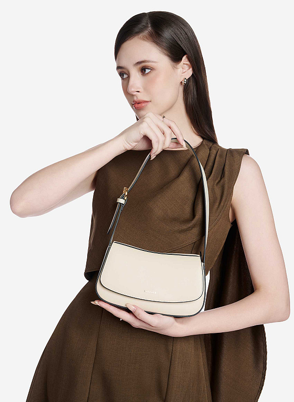 Túi leather kiểu hobo nắp gập