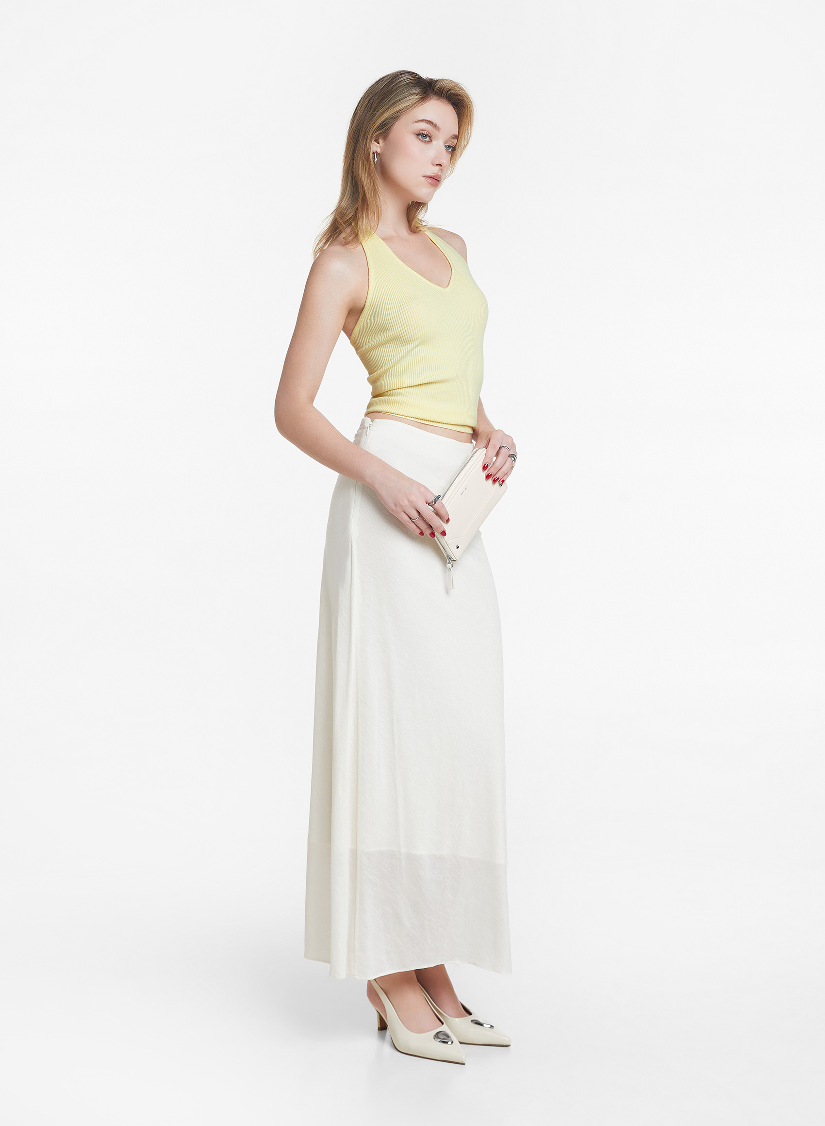 Ví cầm tay zip-around thanh lịch - WAL 0348 - Màu kem | Ví cầm tay