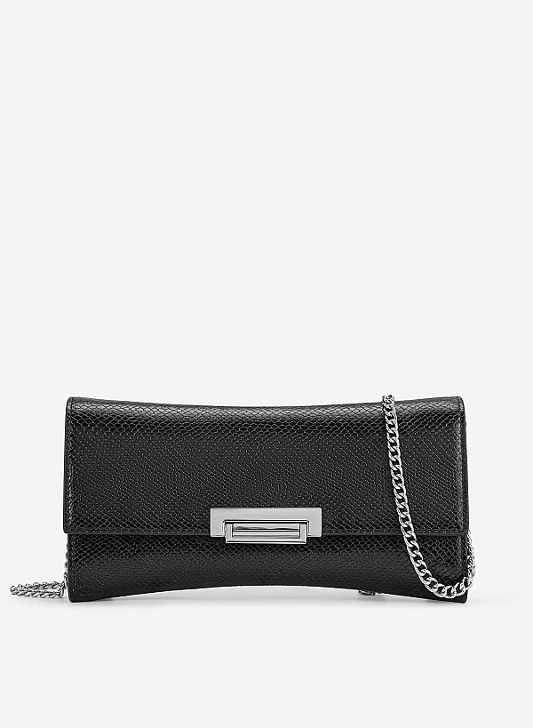 Clutch họa tiết nhấn khoá sang trọng