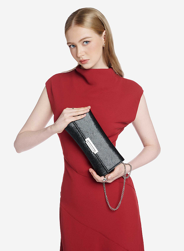 Clutch họa tiết nhấn khoá sang trọng
