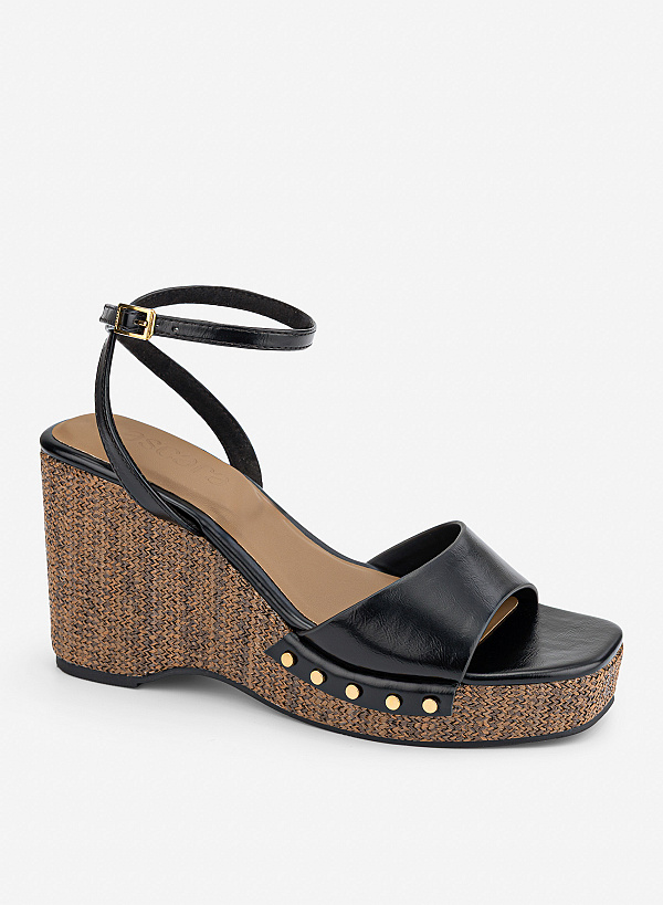 Giày sandals platform đế xuồng - SDX 0452 - Màu đen - VASCARA