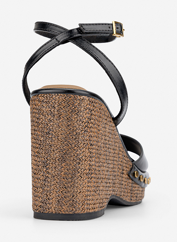 Giày sandals platform đế xuồng - SDX 0452 - Màu đen - VASCARA