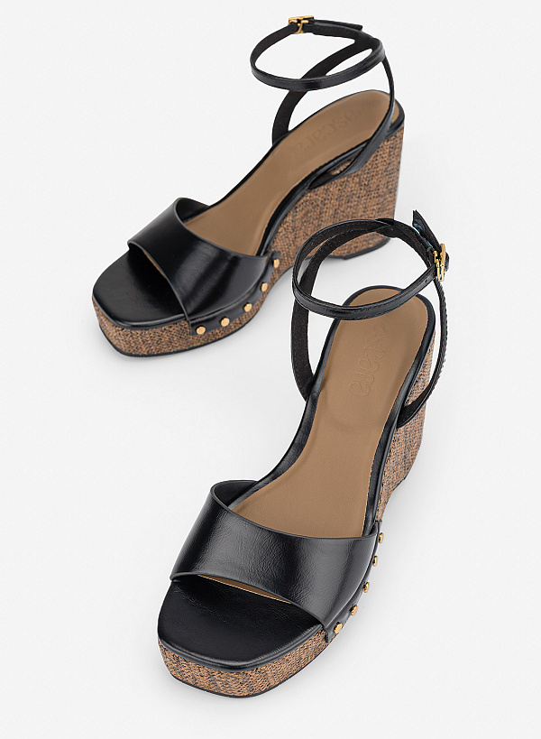 Giày sandals platform đế xuồng - SDX 0452 - Màu đen - VASCARA