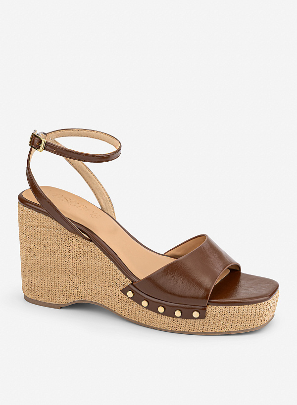 Giày sandals platform đế xuồng - SDX 0452 - Màu nâu - VASCARA
