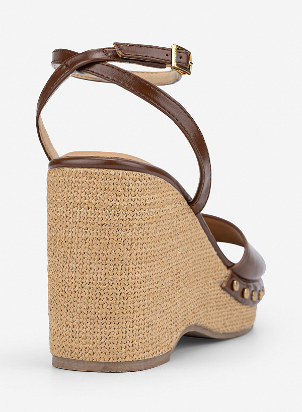 Giày sandals platform đế xuồng - SDX 0452 - Màu nâu - VASCARA