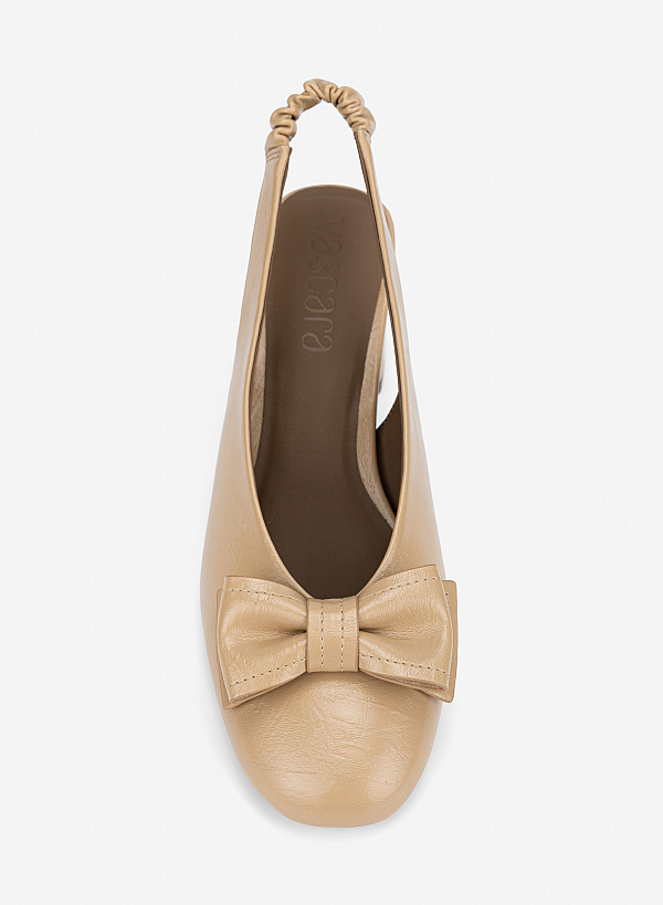 Giày slingback mũi tròn đính nơ - BMN 0756 - Màu be - VASCARA