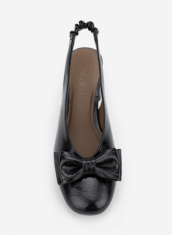 Giày slingback mũi tròn đính nơ - BMN 0756 - Màu đen - VASCARA